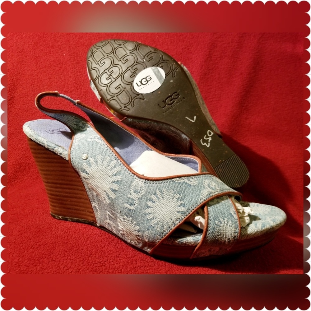 UGG DENIM WEDGE HEELS SIZE 7 BRAND NEW